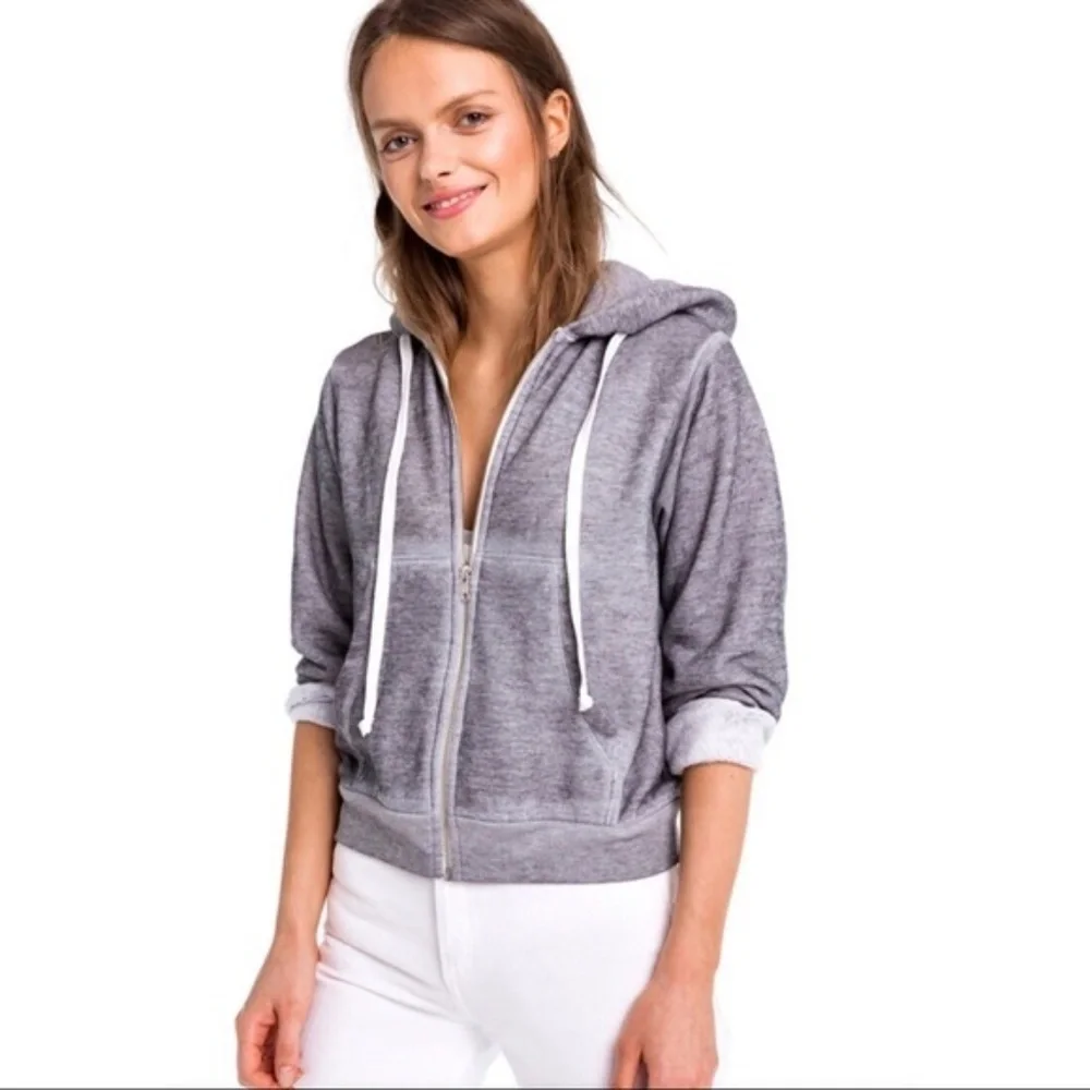 NWT Wildfox Feminist Hero Gray White Zip Hoodie XS